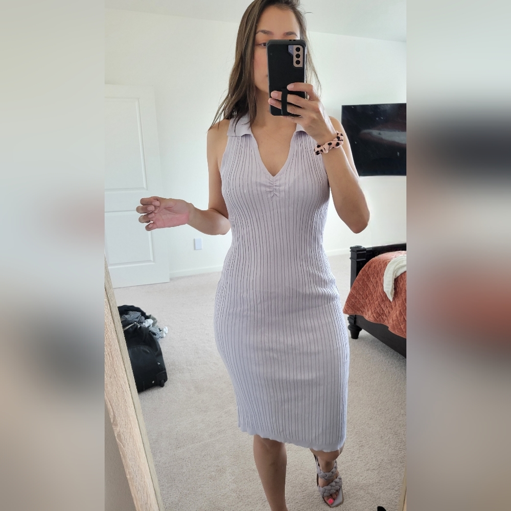 Lilac stretch midi dress